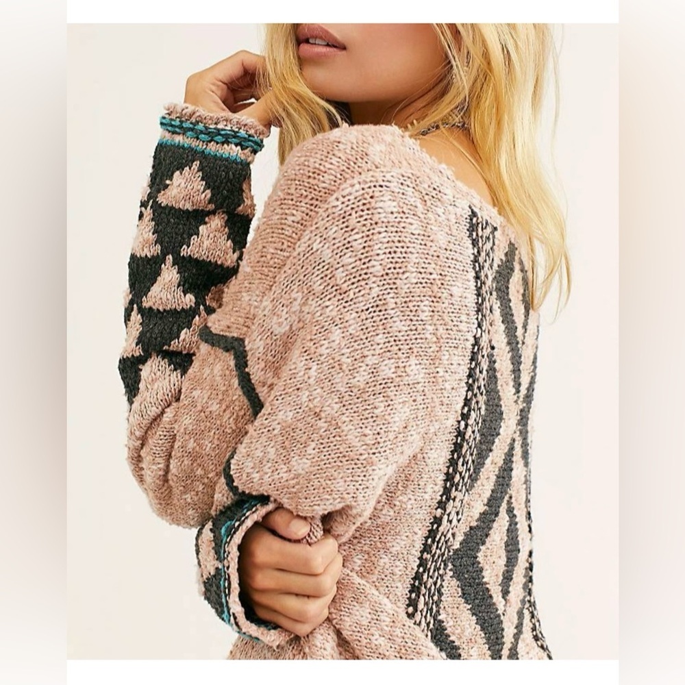 Free People BEAUTIFUL Rosewater Jackson Pullover Sweater Size Medium - Picture 10 of 16